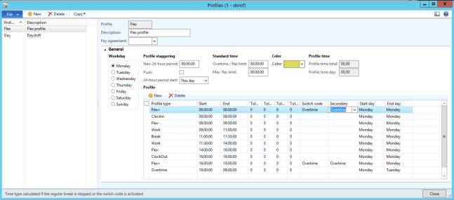 Example of a flex profile
